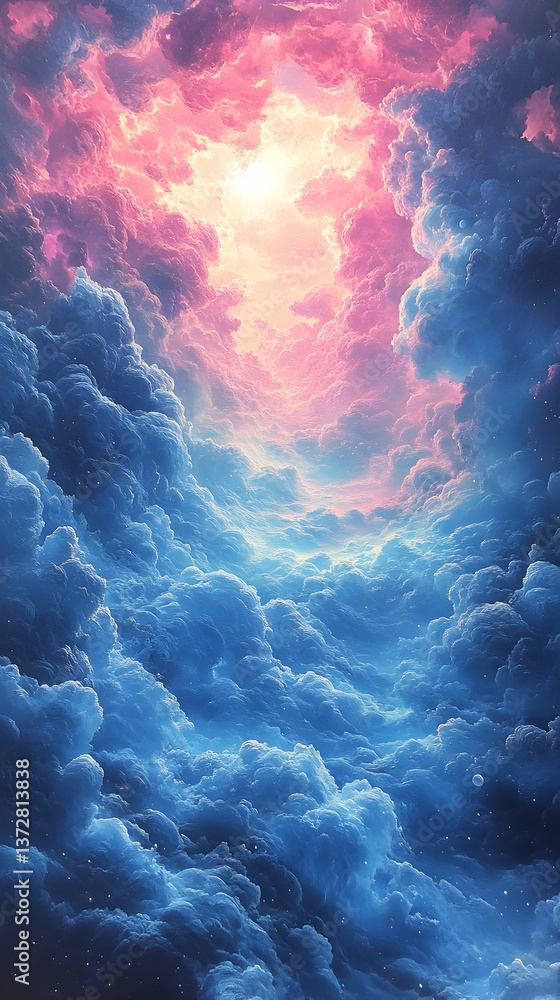 Aufkleber dreamy cloudscape with soft pinks and blues creating a celestial ethereal atmosphere filled with lig