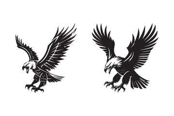 Dynamic Black Eagle Illustrations for Wildlife and Nature Designs