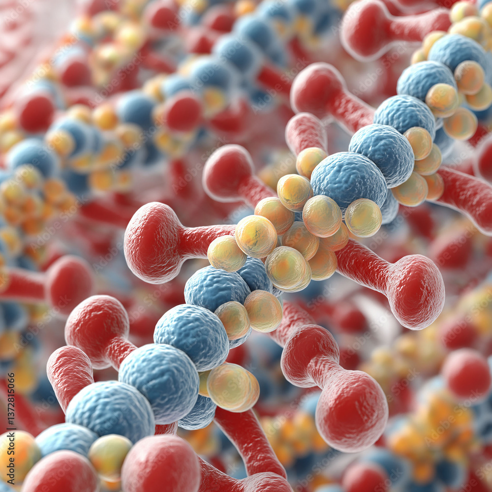 Poster lactic acid muscle biochemistry. cell biochemistry. abstract visualization of lactic acid molecular 