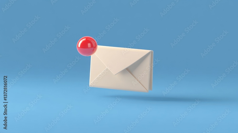Poster new message notification: modern 3d render of email icon