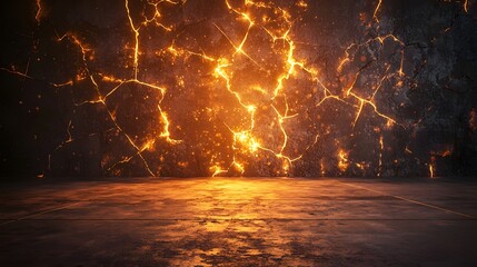 Eruption in Concrete: A mesmerizing concrete structure showcasing a dynamic scene of fiery eruptions with vibrant energy. It evokes a sense of power and the earth's core.