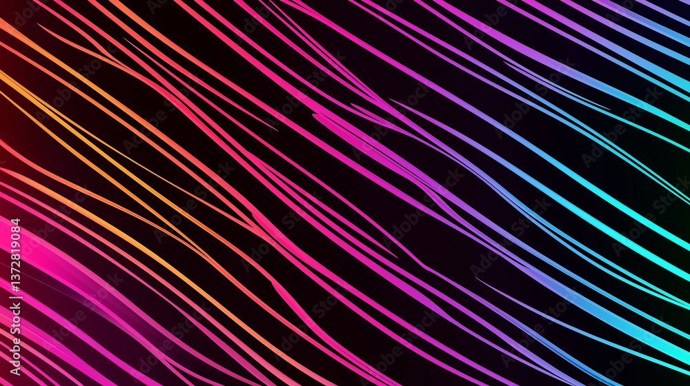 Aufkleber Colorful diagonal lines creating vibrant striped pattern on black background