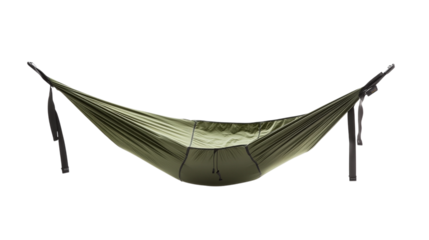 A portable hammock with tree-friendly straps, isolated on white background --ar 16:9