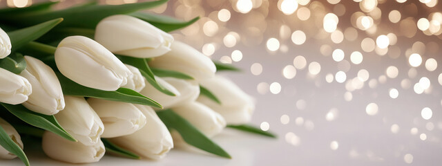 floral background tulips on a pink background for Mother's Day, greeting card, card, background, banner, Valentine's Day