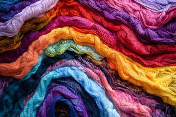 A beautiful display of colorful threads in a close up shot