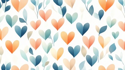Cute pastel rainbow plaid pattern with small hearts on a white background