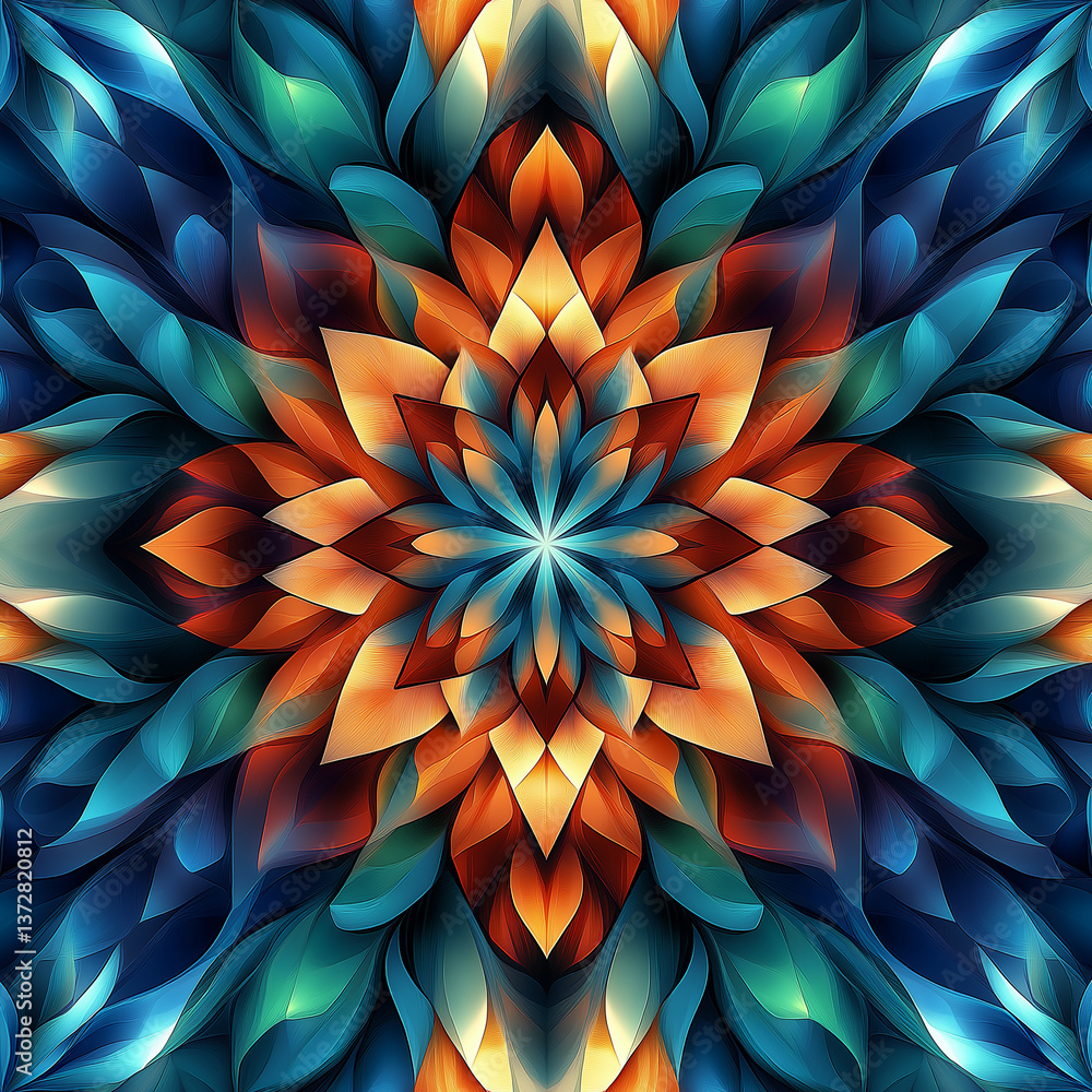 Poster colorful flower mandala creating a stunning visual display
