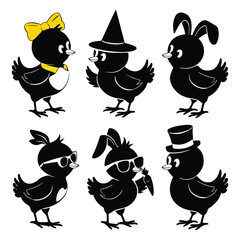 set of funny  chicks