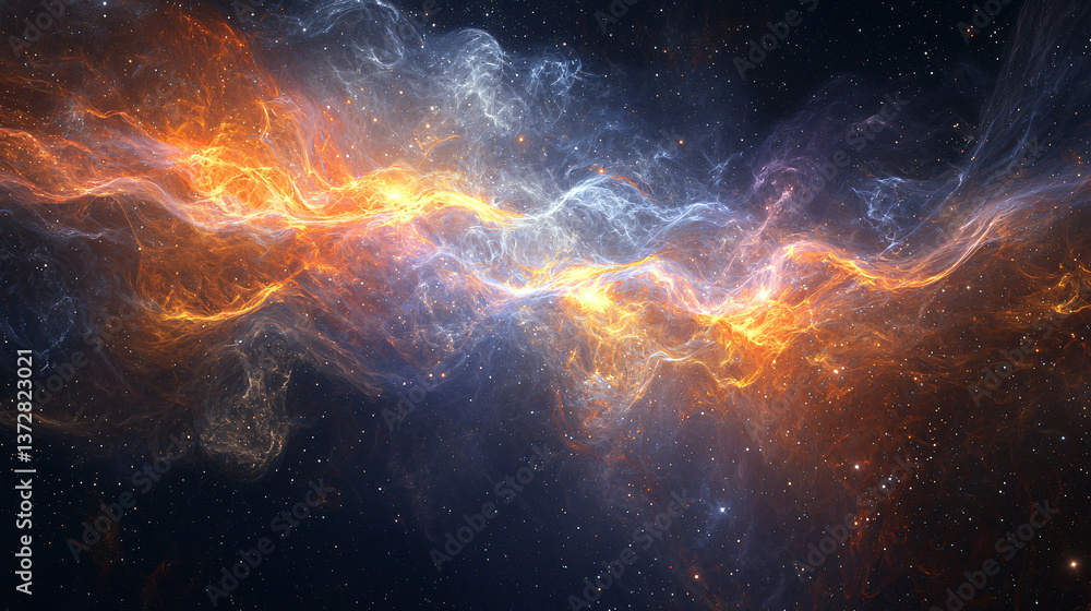 Poster a beautiful nebula with a shining star in the background creating a mesmerizing cosmic scene of cele