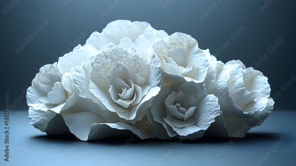 Aufkleber elegant array of white paper roses layered together on a smooth surface showcasing delicate textures
