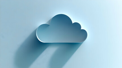 A minimalist light blue backdrop with a cloud shape casting a long shadow creating a simple clean and modern aesthetic