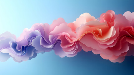 Elegant layered wave of pink purple and red hues against a gradient light blue background Soft and flowing texture g