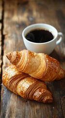 Indulge in the warmth of a perfect french croissant and coffee