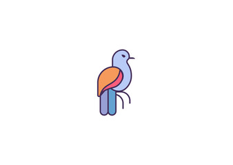 Vector illustration of cartoon pigeon in minimalist style	