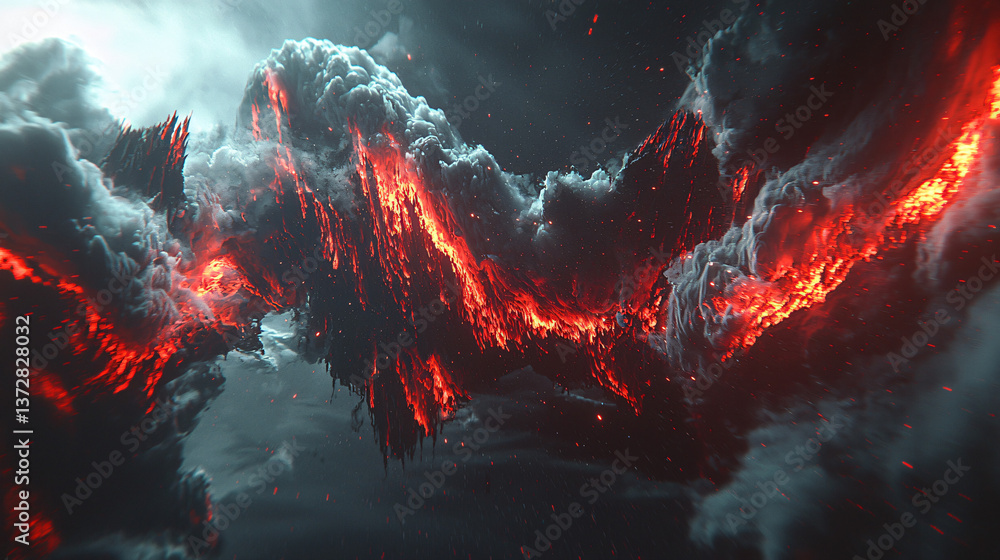 Poster captivating red and black fire display with dynamic flames and intense heat emanating from the fiery