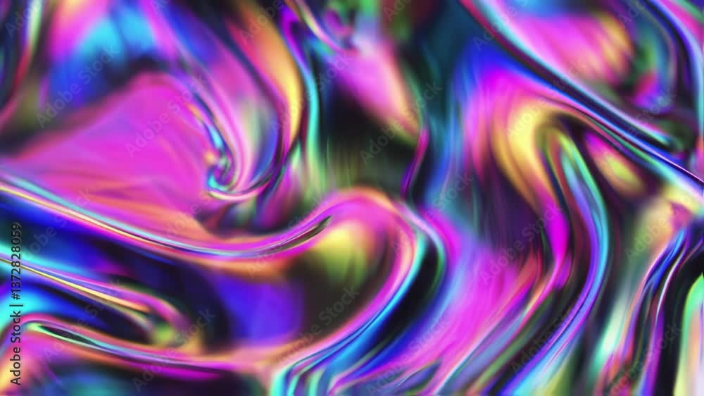 Aufkleber Abstract holographic fluid texture loop with vibrant iridescent colors in motion, flowing pattern. Generated AI