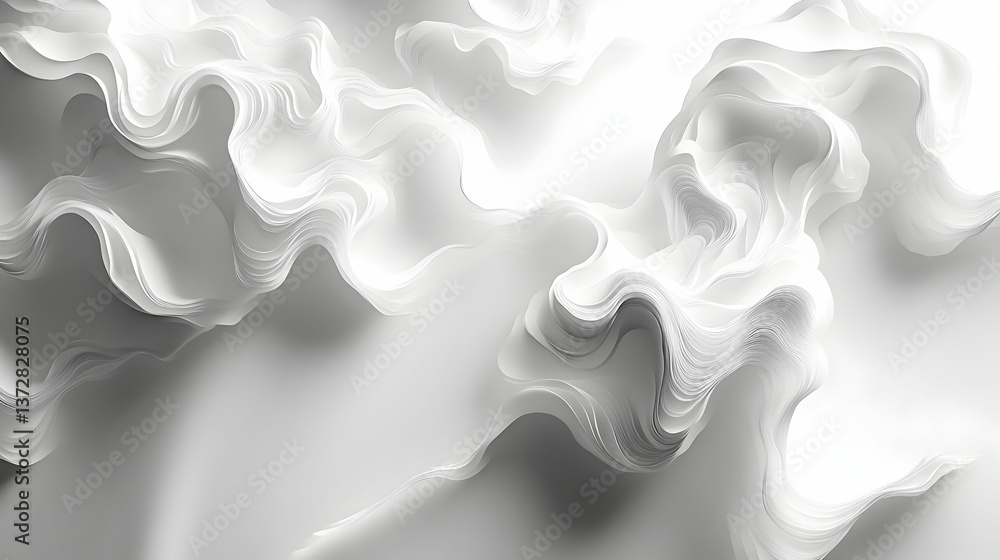 Aufkleber ethereal abstract in grayscale flowing paper-like formations create a serene textured landscape with