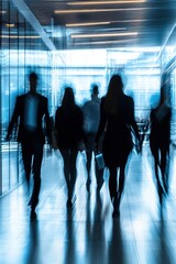 Group of unrecognizable business people in move working in office