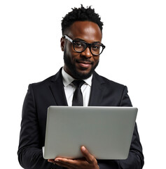 African American businessman with laptop