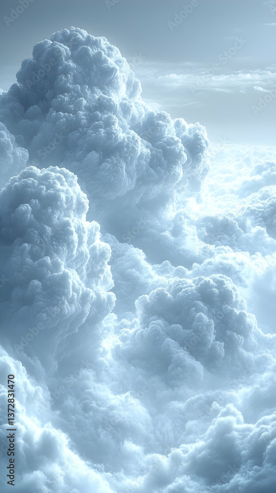 Aufkleber ethereal clouds cascade bathed in a soft celestial light billowing formations fill the sky with text