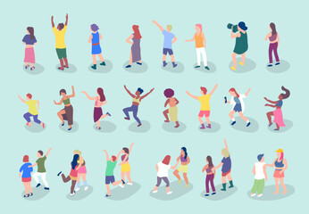 Cartoon Color Different Characters People on Music Festival or Open-air Concert Set Concept Flat Design Style. Vector illustration