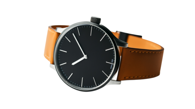 A solar-powered watch with minimalist design, isolated on white background --ar 16:9