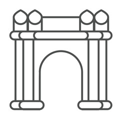 Arch, architectural structure thin line icon, architect studio concept. Vector graphics. Arc of roman culture sign on white background, outline style icon for mobile or web design.