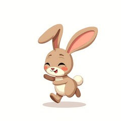 Obraz premium charming_cartoon_rabbit_with_oversized_ears_and_a_fluffy_tail_hopping_playfully