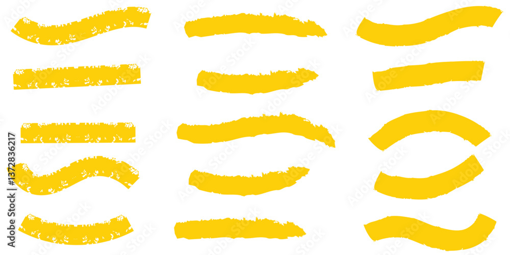 Poster yellow vector marker graphic stylish element. highlighting and underlining text. brush lines. hand d