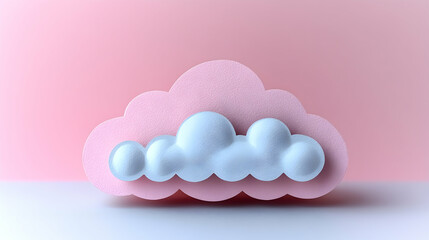 A pink backdrop features a light blue cloud adding a whimsical touch Soft colors  minimalist design create a serene a