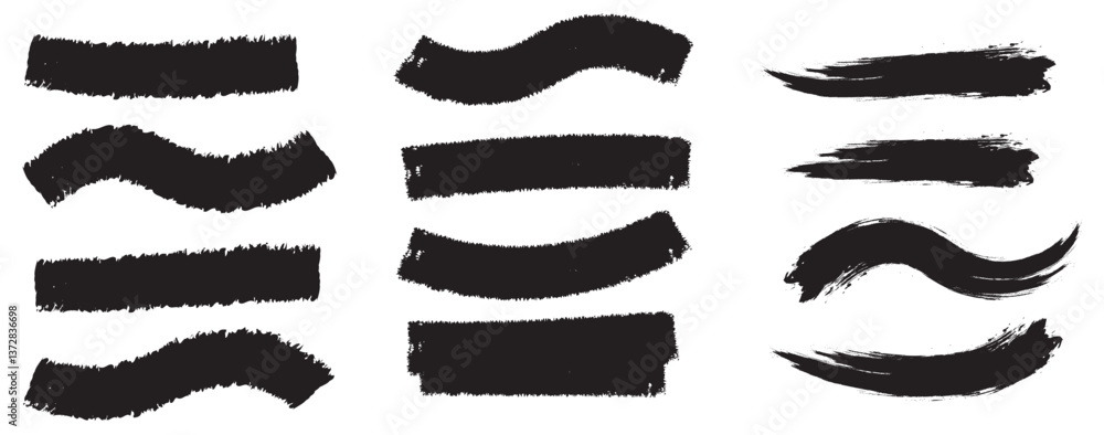 Poster straight lines of a marker or brush for highlighting and underlining. black highlight marker lines, 