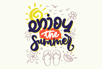 Enjoy the summer lettering vector illustration