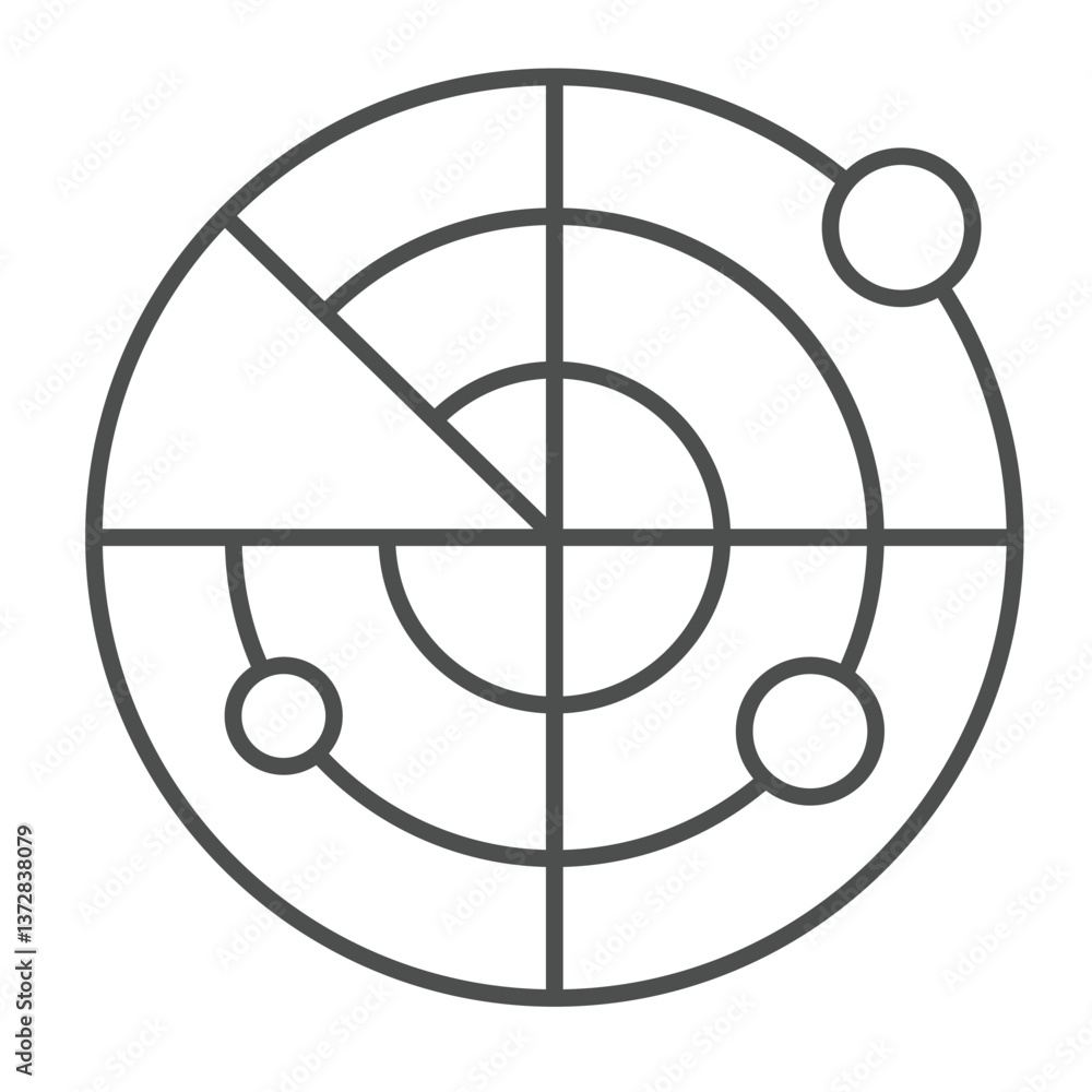 Aufkleber ship navigation locator thin line icon, marine navigation concept. vector graphics. radar with vesse