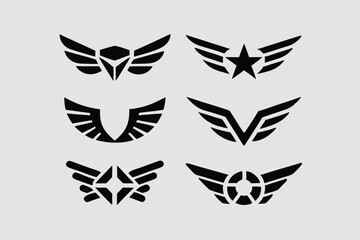 Fototapeta premium Wings icons set. Simple set of wings vector icons for web design on white background.