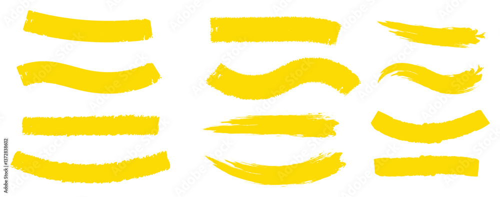 Poster yellow vector marker graphic stylish element. highlighting and underlining text. brush lines. hand d