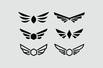 Fototapeta premium Wings icons set. Simple set of wings vector icons for web design on white background.