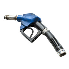 Blue fuel nozzle gas pump isolated black background