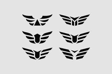 Wings icons set. Simple set of wings vector icons for web design on white background.