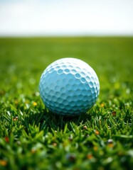 Obraz premium A pristine white golf ball rests on a lush green putting surface, hobby, bright