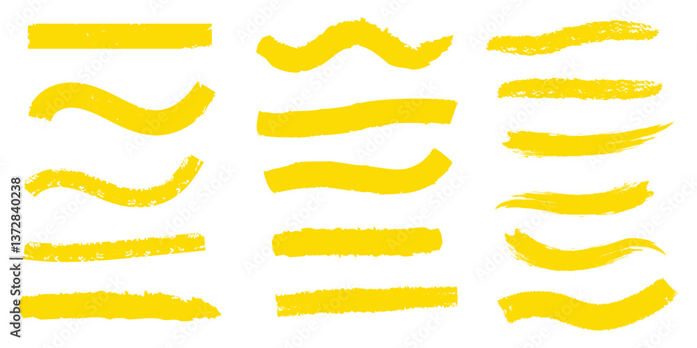 Poster yellow vector marker graphic stylish element. highlighting and underlining text. brush lines. hand d