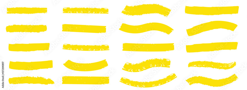 Poster yellow vector marker graphic stylish element. highlighting and underlining text. brush lines. hand d