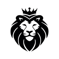 Lion king face tattoo logo symbol illustration. Simple and Black color