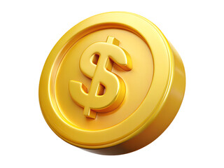 A gleaming golden coin symbolizing financial success and wealth, rendered in a 3D style with a vibrant, shiny finish. AI Generative