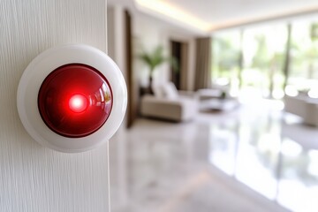 Red flashing emergency light indicating potential danger inside a building Generative AI