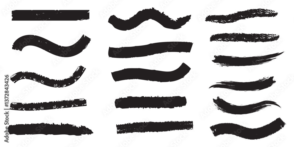 Poster straight lines of a marker or brush for highlighting and underlining. black highlight marker lines, 