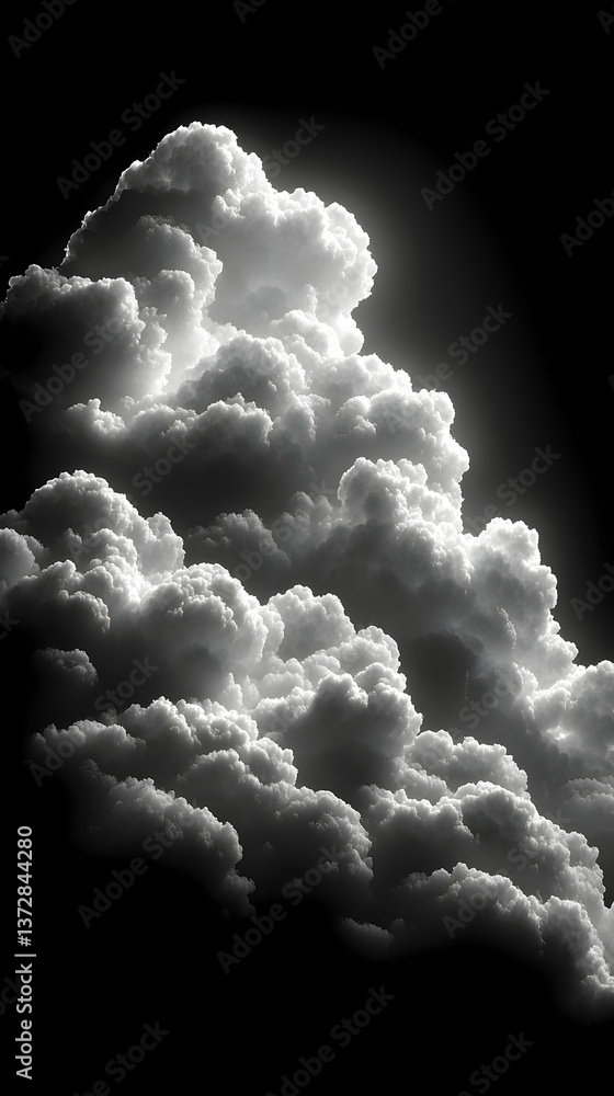 Poster ethereal white clouds rise against the darkness illuminated from within create an atmospheric and dr