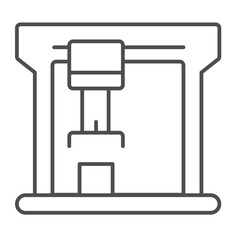 Cargo loading crane thin line icon, marine port concept. Vector graphics. Port cargo transportation conveyor sign on white background, outline style icon for mobile or web design.