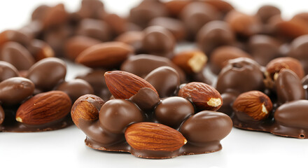 Fototapeta premium Delicious Chocolate Covered Almond Clusters Sweet Temptation Delightful Treat