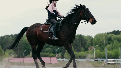Embark on a dynamic and exhilarating equestrian ride set in a stunning natural landscape