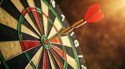 Intense sport action shot of darts player throwing at dartboard indoor arena dynamic environment close-up view
